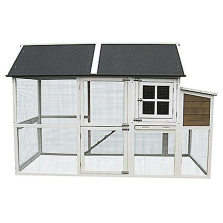 FLY FREE ZONE. Extra Large Chicken Coop, Light Green with Cream Trim & Red Door FL2178940